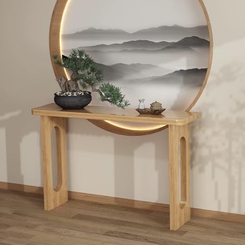 DSEWTEZXI Madera Sala de Estar Decorativo recibidor Mesa, Interior recibidor Entrada Consola Mesa, Pasillo Estilo Medieval Consolas, rústico Estilo vestíbulo Consola Mueble.(Natural,100 * 35 * 80cm)