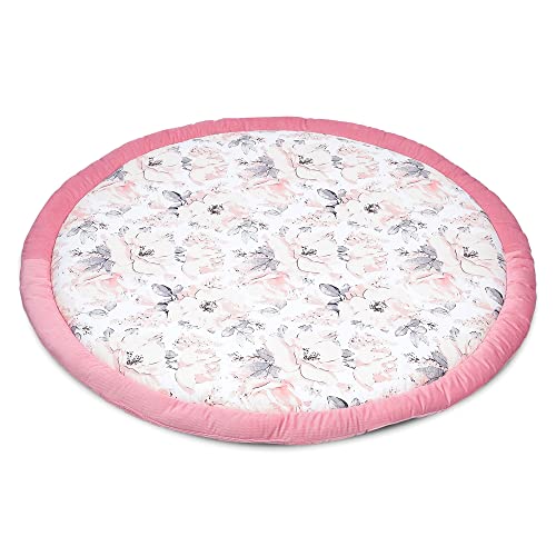 Totsy Baby Coussin de Sol Enfants 100 cm - Matelas de Sol Coin Cosy Chambre d'enfant Rond Rampant Couverture pour bébé rembourré Rose