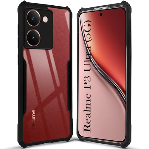Image of Jkobi Back Cover Case for Realme P3 Ultra (Shockproof with Polycarbonate Clear Panel | Professional Black)
