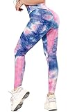 yoyo fitness test pakistan 249 STARBILD Leggings de Sport Femme Anti-Cellulite Pantalon de Compression Taille Haute Fesse Remontée Sexy Amincissant Plissé Slim Push Up Yoya/Fitness, Bleu et Rose S