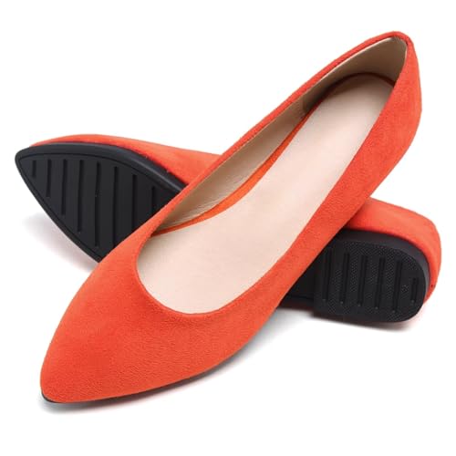 Image of Dear Time Women's Pointed Toe Ballet Flats Simple Casual Office Work Flats Slip-on Comfortable Shoes