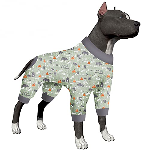Lovinpet Warm Dog Onesie For Large Dogs - Anxiety Calming Dog Pajamas, Lightweight Stretchy Fabric, Sage Animal Print, Dog Pj,S 4 Legged Style Pullover Dog Onesies For Boy Or Girl Dog, Silver Grey Xl #TOP7