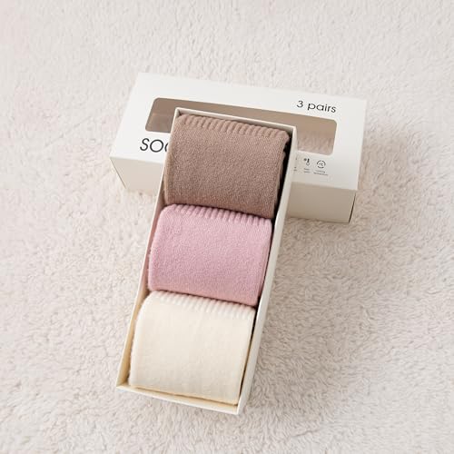 Womens Cozy Crew Socks Winter Knit Thick Soft Warm Socks for Girls 3 Pairs2