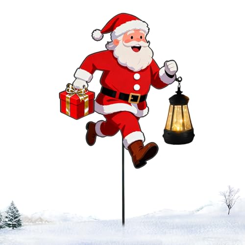 Estacas Navideñas para Jardín,Letreros De Muñecos De Nieve con Iluminación LED,Estacas de Jardín Navideñas con Diseño de Farolillos Sostenidos - Decoración para, Césped, Senderos Y