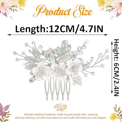 catery flower bridal hair comb wedding hair clip rhinestone hair pieces accessories for women silver