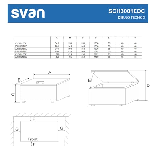 Svan Congelador horizontal Blanco SCH4001EDC. Capacidad 371 Litros, Dual Cooling, 1 Cesta, Bajo nivel Sonoro, Eficiencia Energética Clase E
