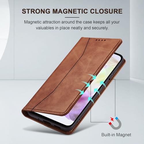 Image of Jasonyu Flip Wallet Case for Samsung Galaxy A35,Brown
