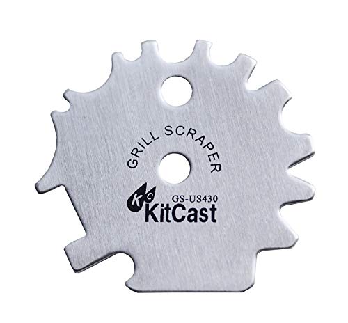 KitCast Stainless Steel BBQ Grill Scraper - Bristle Free Barbeque Cleaner Safer Than