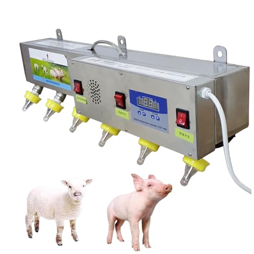 MhWrughts Comedero automático para lechones y corderos, con calefacción Regulable, Mezclador Integrado y Sonido de cerda, con 6 boquillas