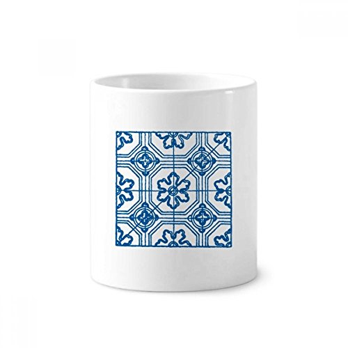 Tasse blanche Talavera bleu pour brosses à dents et décoration
