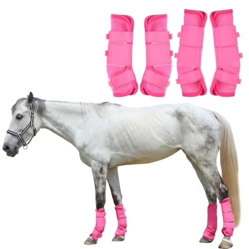 Image of Horse Fly Boots, Mesh Fly Boots for Horse Set of 4, Equine Leg Protection | Breathable Horse Leg Fly Wraps, Horse Leggings Reduce Stomping, Non-Slip Leg Guards for Mini Pony Horse Donkey
