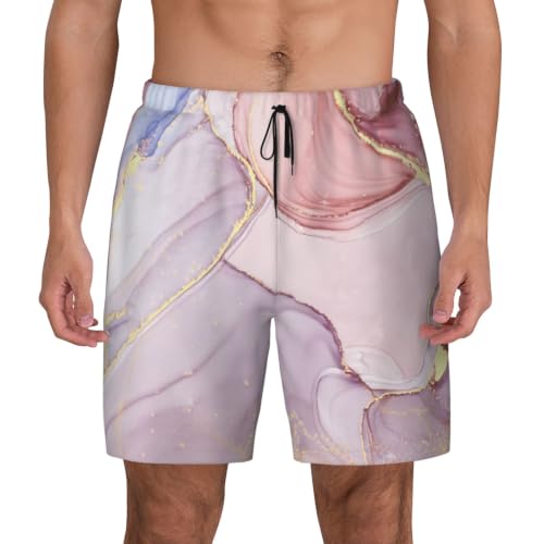 Short de bain homme imprimé marbre violet finitions dorées