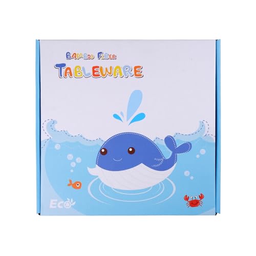 Image of Bamboo Kids Feeding Set of 5 | Made of Bamboo | Kids Crockery Set Tableware |Baby Utensils and Dishes Set | Eco-Friendly |Organic & Natural(Witty Whale)
