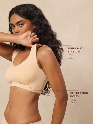 Image of Krvvy Ultrasoft Bralette | Wireless and Seamless Everyday Bra for Women | Full Coverage Slip-On Bralette with Removable Pads | Lightweight Comfort Fit