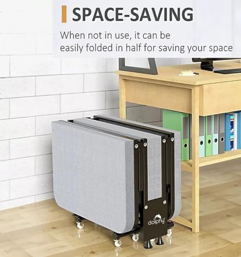 Image of DOLPHY Metal Folding Bed | Single Size with Double Layer Cotton Mattress | for Guests,Camping,Family,Hospitals etc | Easily Storable or Foldable- (Grey)