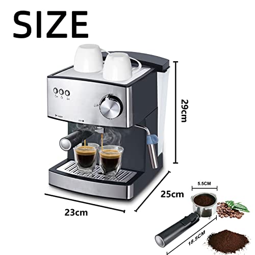 WSJTT Macchina for caffè Espresso 20 Bar Macchina da caffè con Latte schiumogeno Bannaro,850 m Serbatoio RUMOVABILE… - immagine 8