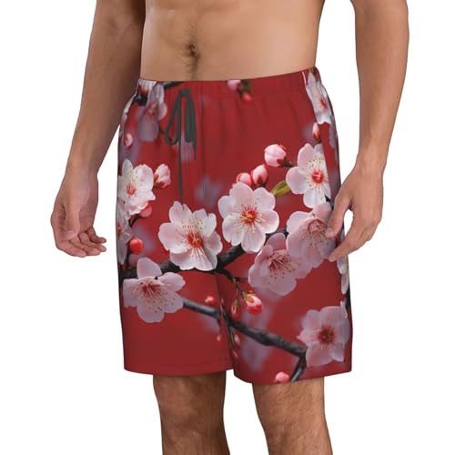 Men's Swim Trunks Quick Dry Bathing Suits Peach Plum Blossom Beach Board Shorts Swimwear with Pockets2