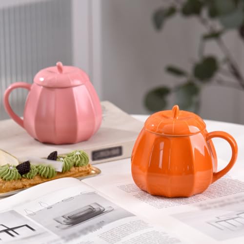 Coffee Cups with Lids, 8 Oz Cute Durable Halloween Pumpkin Mug with Handle - image 5