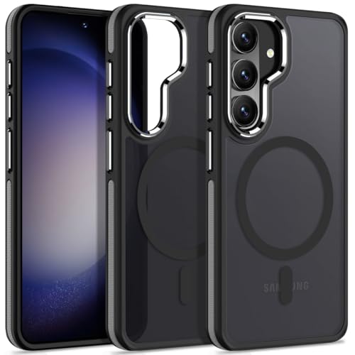 Image of MALEWOLF Case for Samsung Galaxy S26 Plus, Compatible with Magsafe, Translucent Cover [Military Grade Shockproof] [Anti-Slip Edge], Color Hybrid Magnetic Case for Galaxy S26+ (Black /Grey)