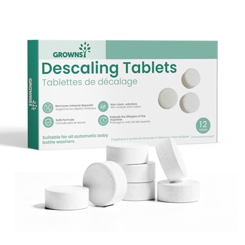 Image of GROWNSY Descaling Tablets for Bottle Washers, 12 Count Descaler Tablets to Remove Limescale & Mineral Buildup, Compatible with Momcozy and Baby Brezza Baby Bottle Washer