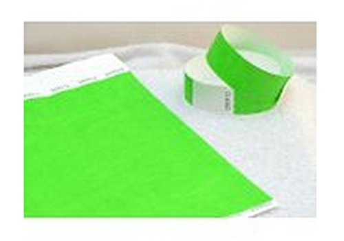 Tyvek Wristbands 3/4 inch 100 Pack, Paper Like Bracelets Used for Events, Nightclubs, waterparks etc. (Neon Green)