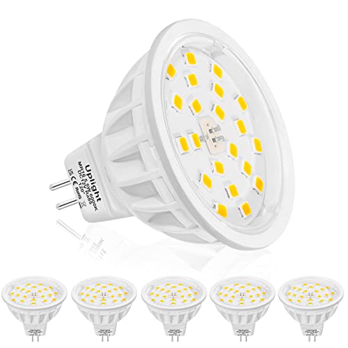 Uplight 5.5W MR16 GU5.3 12V LED Bombillas,Blanco Frío 6000K,Equivalente 50-60W Luz Halógena,Ra85 600LM DC12V,6 Piezas.