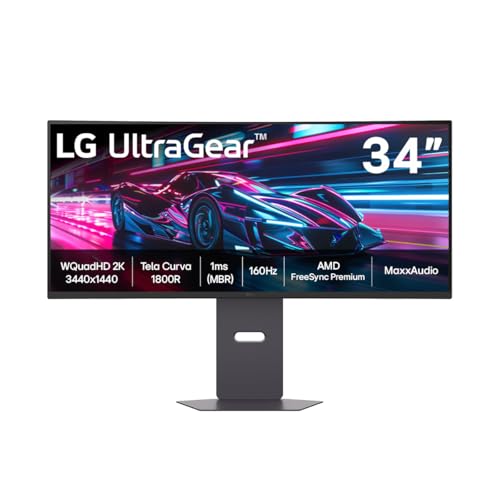 Monitor Gamer LG UltraGear™ Curvo 34G600A-B 34' QuadHD 2K, UltraWide 1800R, 160Hz, 1ms (MBR), AMD FreeSync™ Premium, HDR10, MaxxAudio