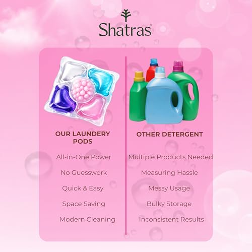 Image of Shatras 5-in-1 Laundry Detergent Pods (30 Pack) | Powerful Stain Remover | Floral Fragrance | For Top & Front Load Washing Machines | 1 Pod = 1 Wash (Up to 8kg Loads)