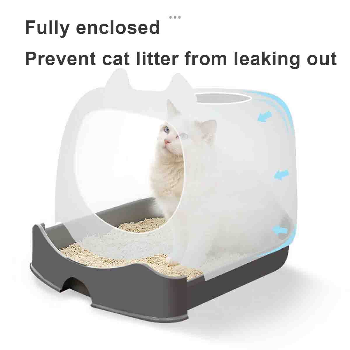 lettiera per Gatti， Lettiera for Gatti Chiusa, con cassetto Estraibile, Toilette for Gatti con Coperchio, vasino for Gatti con Porta Anteriore e Ingresso dall'alto, Facile da Pulire.(Blue)