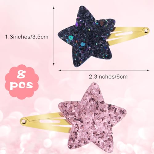 Teaaha 572346_1_QJELDXTU 8 Pcs Cute Star Clips Metal Snap Hair Pins Sparkly Fashion Hair Barrettes Styling Y2K Accessories thumb #1