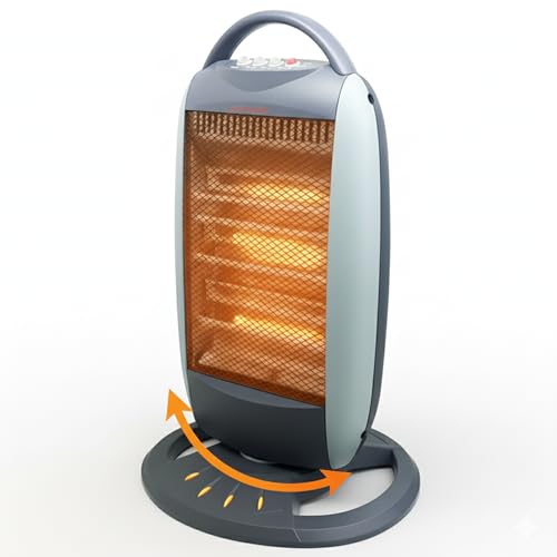 Meown 1200W Halogen Heater, 3 Bar Electric Room Heater with 3 Heat Settings (400W/800W/1200W), Portable Indoor Heater with Safety Tip-Over Switch, Overheat Protection & Carry Handle