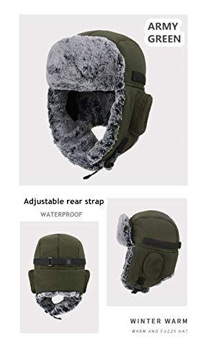 Zffxh Women Earflap Fur Ushanka Russian Bomber Hat Men Waterproof Warm Winter Thermal Trapper Cap #TOP2