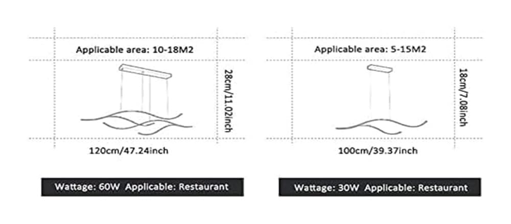 Moderna lampada a sospensione a LED dimmerabile da 45 W - Lampada a sospensione a soffitto ondulato a strisce lunghe in oro nero - Lampadario lineare per sala da pranzo remoto sopra il tavolo -