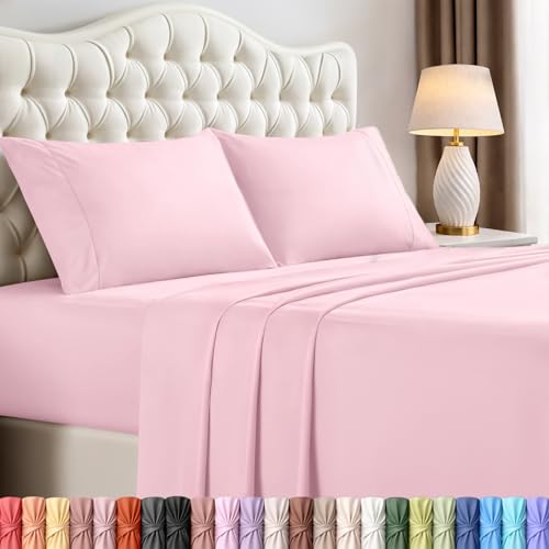Image of Utopia Bedding California King Size Sheet Set - 4 Piece Bed Sheets, Soft and Breathable Microfiber, Includes 1 Fitted Sheet, 1 Flat Sheet and 2 Pillowcases - Oeko Tex (Crystal Pink)