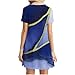 Royal Blue Casual for Women Fall Summer Short Sleeve Crew Neck Spandex Color Block Geometry Print Midi Knee High Loose Fit Dresses Ladies 2025 Clothes Fashion L