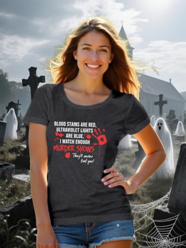LBP Halloween Shirt for Women Murder Shows Blood Stains T-Shirt Halloween Party Night Tee Tops2