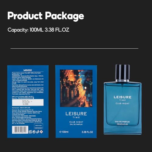 Image of MINISO Leisure Time Eau De Parfum EDP 100ML Perfume for Men Long Lasting, Club Night