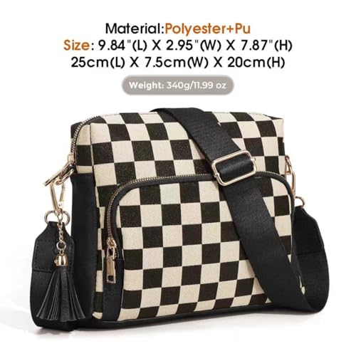 Image of Sling Bag Crossbody Bags For Women Plaid Striped Fanny Packs Chest Bag for Work Shopping (Black(Multi-Pocket Bag))