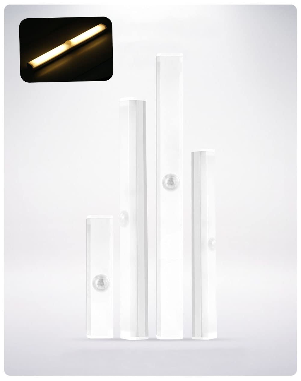 Furn Aspire Usb Rechargeable Dimmable Motion Activated Under Cabinet Lights Motion Sensor Lights Stick On Anywhere 14 Led Motion Sensor Night Light With Large Battery For Closet Under Cabinet Kitchen Stairway Corridor Multi Purpose Motion Sensor Light. (Warm Light, 22cm)