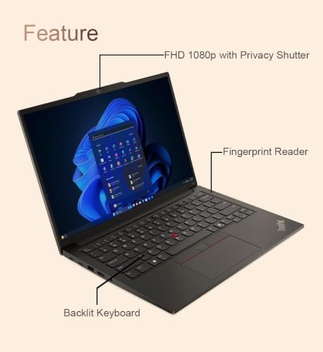 Image of Lenovo ThinkPad E14 Gen 6, AMD Ryzen 5 7535U, 32GB DDR5 RAM, 1TB SSD | Business Laptop, AI PC, 14 inch FHD+ Anti-Glare, > Intel i7-1255U, Fingerprint, Backlit KB, Ethernet, 1080p Webcam, Win 11 Pro