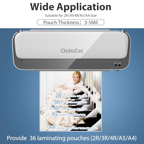 Laminator Machine, 11 in 1 Laminating Machine with 36 Laminating Sheets, A4/Letter Size Desktop Thermal Laminator 2 Temperature Modes 3 Cutters Built-in Paper Trimmer for Office Sc image 3