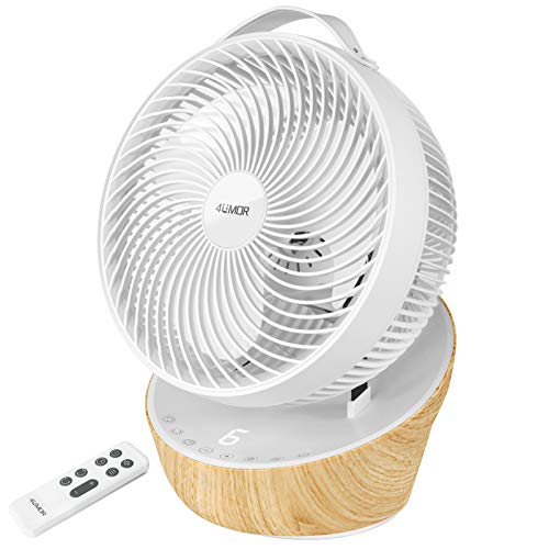 4UMOR Ventilator leise 20dB 7,6m/s Turbo 21W DC Motor 12 Geschwindigkeiten Tischventilator sehr Leise 3D Luftzirkulation für 30m² 8H Timer Ventilator schlafzimmer Büro Weiß