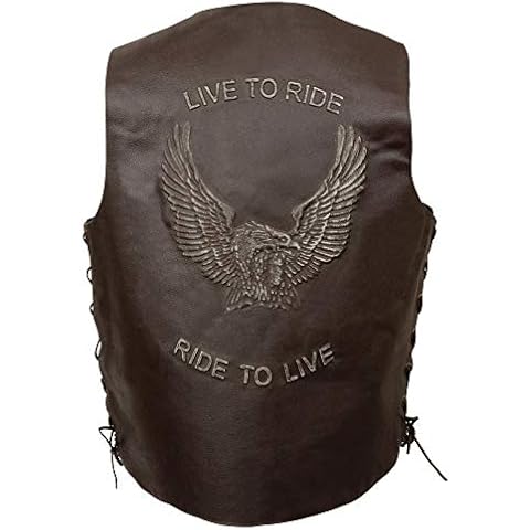 Event Leather Men's Vest with Embossed Eagle In Flight (Brown, 3X-Large) Cover