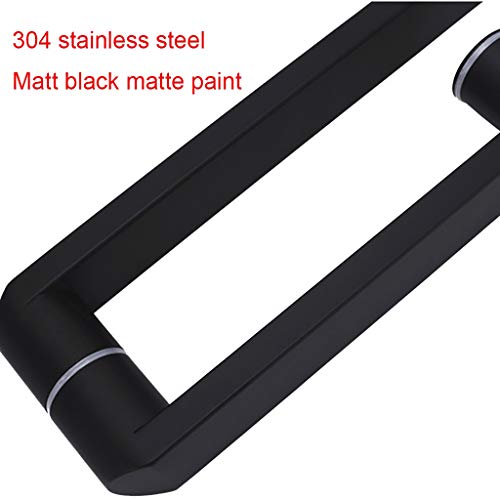 Poignée de porte push-pull en forme de L en acier inoxydable noir mat de douche - 4
