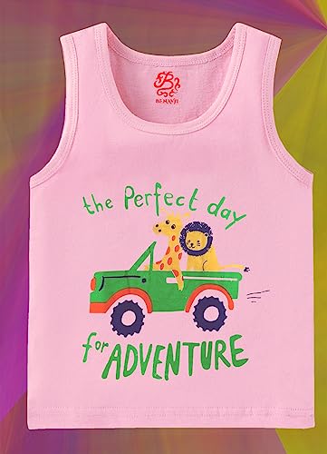 Image of BENAVJI Light Color Printed Soft Cotton Regular Fit Sleevless Baniyan Unisex Boys' & Girls Kids Vest Pack of 6