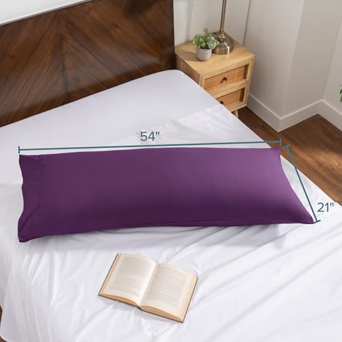 Image of Bare Home Microfiber Body Pillow Cover - Ultra Soft & Cooling - Double Brushed - Envelope Closure - Easy Care (21''x54'' Body Pillow Cover, Plum)