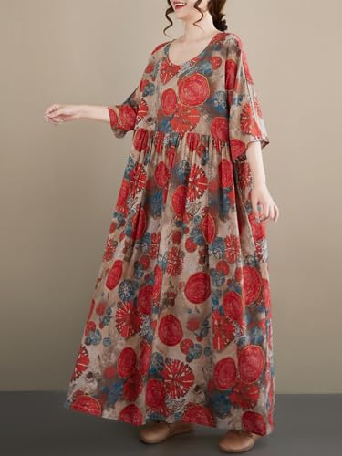 Image of Oversized Dress for Women Flowy Boho Plus Size Dresses Floral Print