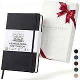 Beechmore Books A5 Mixed Media Sketchbook - 5.8x8.3 Hardcover Lay-Flat Art Journal, 160 GSM / 98 lb Professional Perforated Paper, Gift Box, for Drawing, Ink and Light Watercolor