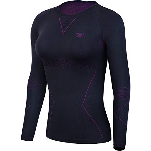 Women's Thermal Underwear Sport Compression Tops Winter Gear for Skiing Black