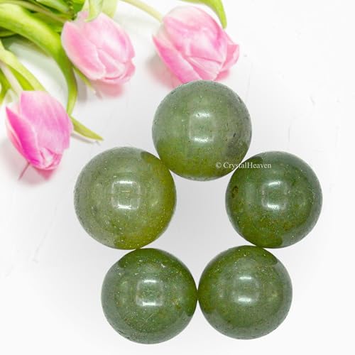 Image of Certified Green Aventurine Crystal Ball for Meditation - Premium Crystal Vastu Items for Home and Feng Shui Items for Good Luck - Ideal for Pooja Supplies and Spiritual Practices (1 Inch)